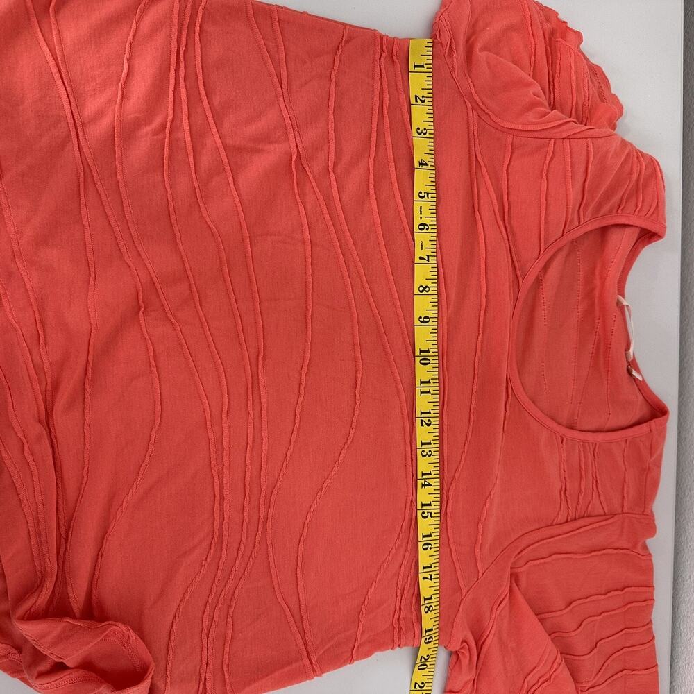 Soft Surroundings Tee Shirt Top Womens Large Orange Salmon Textured - Picture 9 of 12